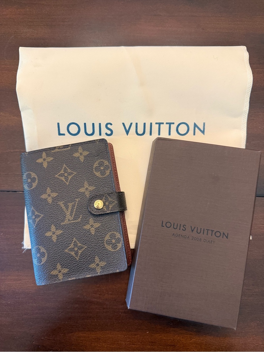 Louis Vuitton Monogram Canvas Agenda Cover in Brown and Gold